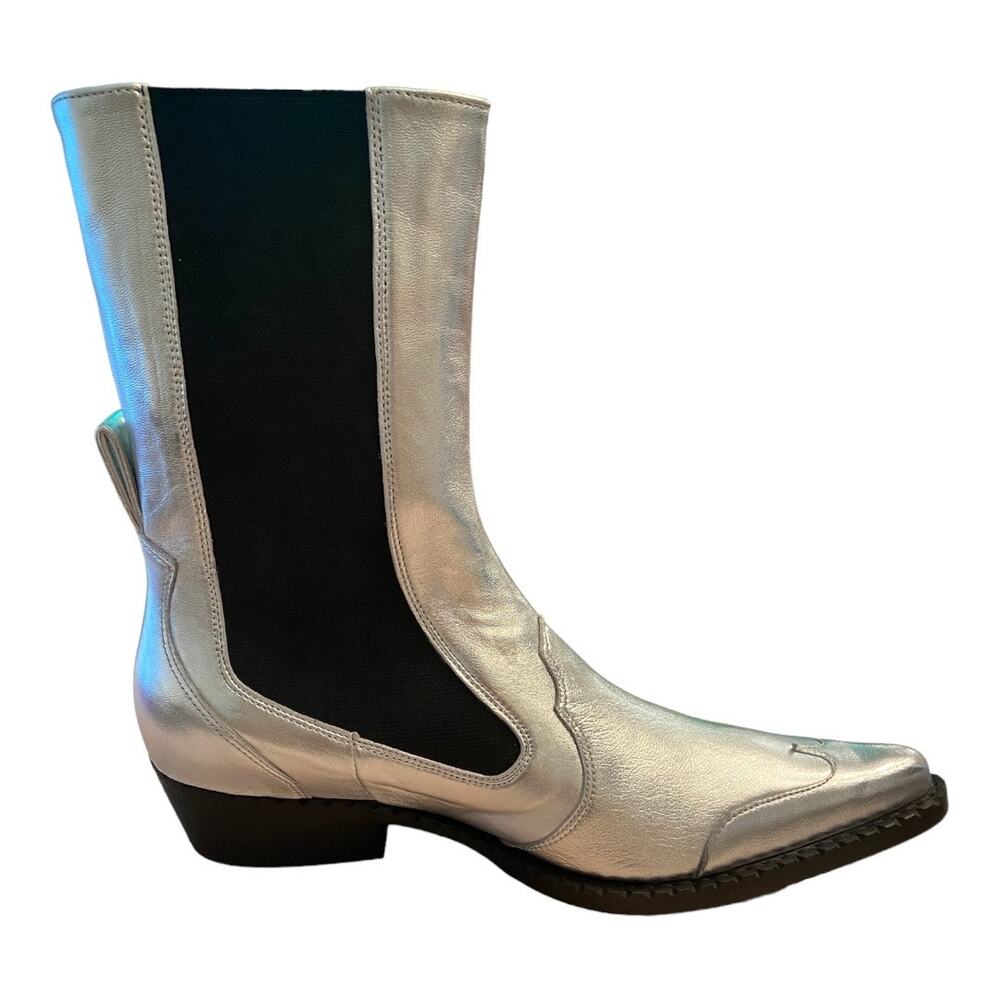 BY FAR Otis Chelsea Boots Heel Ankle Western Space Cowboy Metallic Fall Winter 7